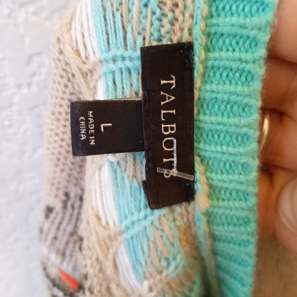 🤎 Talbots teal cute bird wool blend sweater - Picture 5 of 8